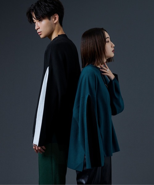 Ellno Loset(エルノロゼット)の「アームスリットバイカラーニット(ニット/セーター・メンズ・ブラック/ブルー系その他・MEDIUM/LARGE)」の19枚目の写真