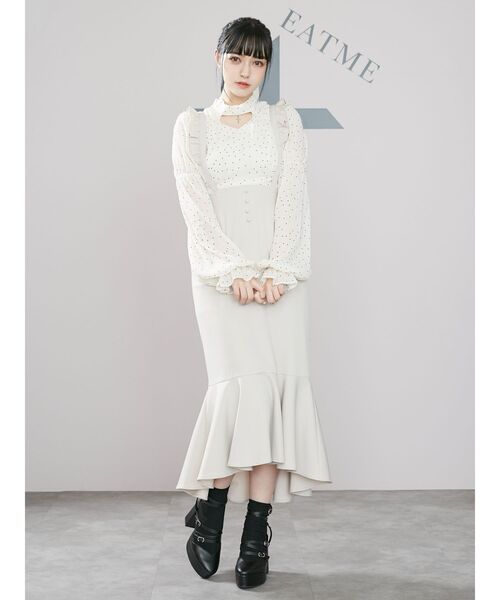 EATME（イートミー）の「シャーリングデコルテブラウス（シャツ/ブラウス・レディース・アイボリー/ブラック/ラベンダー・FREE）」の4枚目の写真