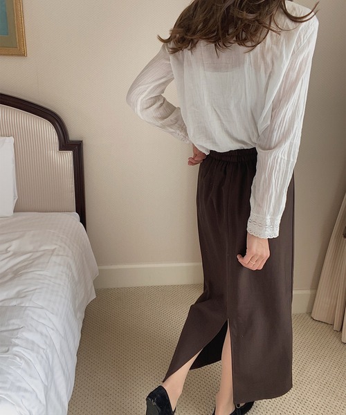 LAUIR（ラウアー）の「Hラインタイトロングスカート（スカート・レディース・ブラック系その他/カーキ/ベージュ/ブラウン系その他・LARGE/MEDIUM/X-LARGE）」の10枚目の写真