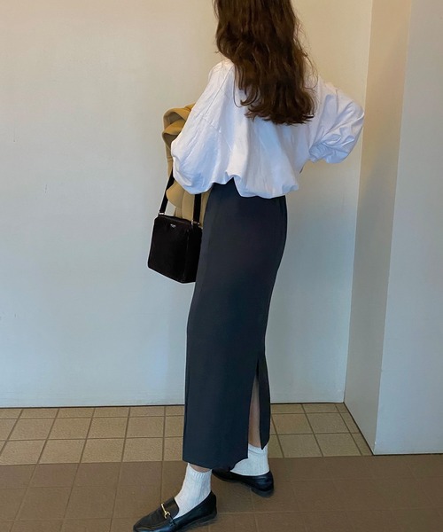 LAUIR（ラウアー）の「Hラインタイトロングスカート（スカート・レディース・ブラック系その他/カーキ/ベージュ/ブラウン系その他・LARGE/MEDIUM/X-LARGE）」の12枚目の写真