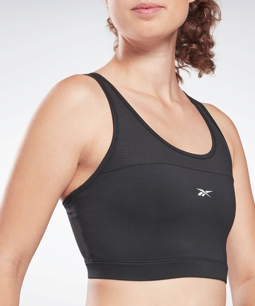 Reebok（リーボック）の「ワークアウト レディ メッシュ ブラレット / Workout Ready Mesh Bralette（スポーツブラ・レディース・ブルー/ブラック・SMALL/MEDIUM/LARGE/X-LARGE/X-SMALL）」の2枚目の写真