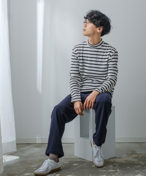 improves（インプローブス）の「ボーダー柄 スムース ハイネック ロンT（Tシャツ/カットソー・メンズ・ブラック×ホワイト/ホワイト×ブラック・MEDIUM/LARGE）」の5枚目の写真