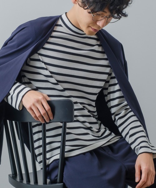 improves（インプローブス）の「ボーダー柄 スムース ハイネック ロンT（Tシャツ/カットソー・メンズ・ブラック×ホワイト/ホワイト×ブラック・MEDIUM/LARGE）」の6枚目の写真