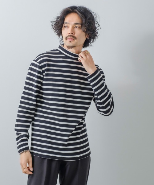improves（インプローブス）の「ボーダー柄 スムース ハイネック ロンT（Tシャツ/カットソー・メンズ・ブラック×ホワイト/ホワイト×ブラック・MEDIUM/LARGE）」の8枚目の写真