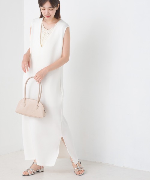 OMNES（オムネス）の「ダンボールニットショートプルオーバーVネックジャンスカセット（ジャンパースカート・レディース・アイボリー/グレイッシュベージュ/ブラック/ラベンダー/ベージュ/モカ/カーキ・FREE）」の19枚目の写真