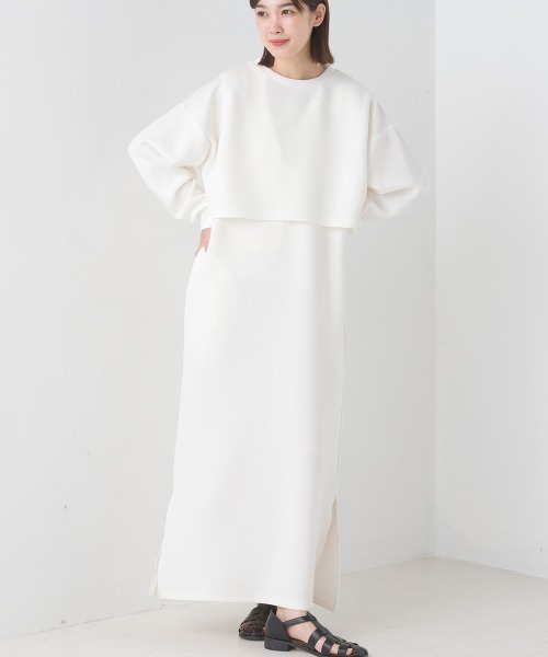 OMNES（オムネス）の「ダンボールニットショートプルオーバーVネックジャンスカセット（ジャンパースカート・レディース・アイボリー/グレイッシュベージュ/ブラック/ラベンダー/ベージュ/モカ/カーキ・FREE）」の20枚目の写真