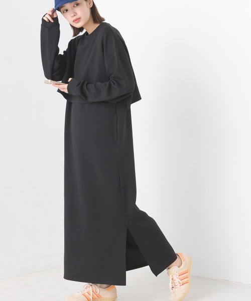 OMNES（オムネス）の「ダンボールニットショートプルオーバーVネックジャンスカセット（ジャンパースカート・レディース・アイボリー/グレイッシュベージュ/ブラック/ラベンダー/ベージュ/モカ/カーキ・FREE）」の21枚目の写真