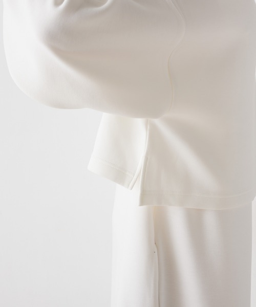 OMNES（オムネス）の「ダンボールニットショートプルオーバーVネックジャンスカセット（ジャンパースカート・レディース・アイボリー/グレイッシュベージュ/ブラック/ラベンダー/ベージュ/モカ/カーキ・FREE）」の11枚目の写真