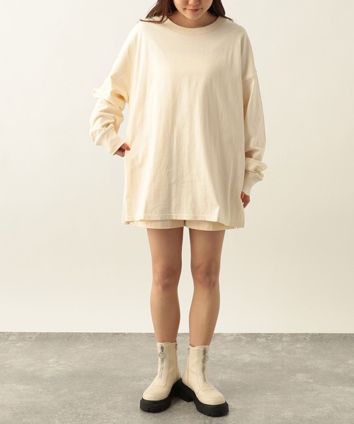 Heather(ヘザー)の「配色ステッチラグランロンT 272795(Tシャツ/カットソー・レディース・チャコールグレー/オフホワイト・FREE)」の3枚目の写真