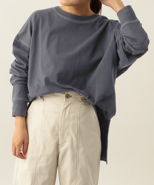 Heather(ヘザー)の「配色ステッチラグランロンT 272795(Tシャツ/カットソー・レディース・チャコールグレー/オフホワイト・FREE)」の5枚目の写真