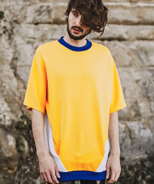 NO ID.(ノーアイディ)の「【NO ID.】Bonding Switch Dolman Sleeve Pullover / ボンディング 切替 ドルマン スリーブ プルオーバー(Tシャツ/カットソー・メンズ・イエロー/ホワイト/ブラック/カーキ・ONE SIZE)」の1枚目の写真
