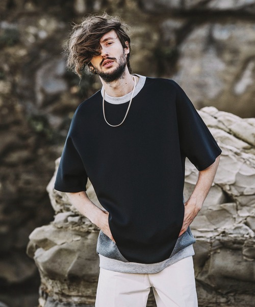 NO ID.(ノーアイディ)の「【NO ID.】Bonding Switch Dolman Sleeve Pullover / ボンディング 切替 ドルマン スリーブ プルオーバー(Tシャツ/カットソー・メンズ・イエロー/ホワイト/ブラック/カーキ・ONE SIZE)」の21枚目の写真