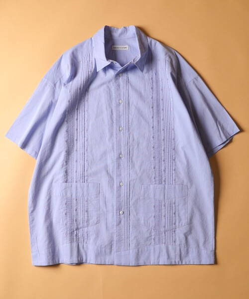 FREAK'S STORE（フリークスストア）の「WEB限定 リラックスフィット ピンタックキューバシャツ（シャツ/ブラウス・メンズ・ホワイト/サックスブルー/ブラック/グリーン/ベージュ・LARGE/MEDIUM/SMALL）」の10枚目の写真