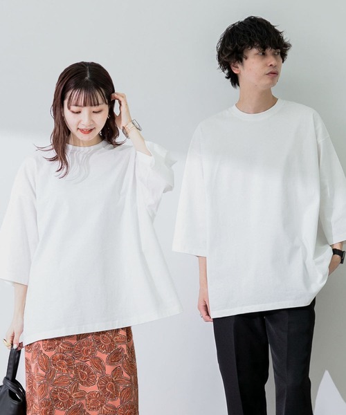 SENSE OF PLACE by URBAN RESEARCH(センスオブプレイスバイアーバンリサーチ)の「『ユニセックス』エクストラルーズTシャツ(5分袖)(Tシャツ/カットソー・メンズ・ブラック/オレンジ/ホワイト/グリーン/ライトベージュ・ONE)」の2枚目の写真