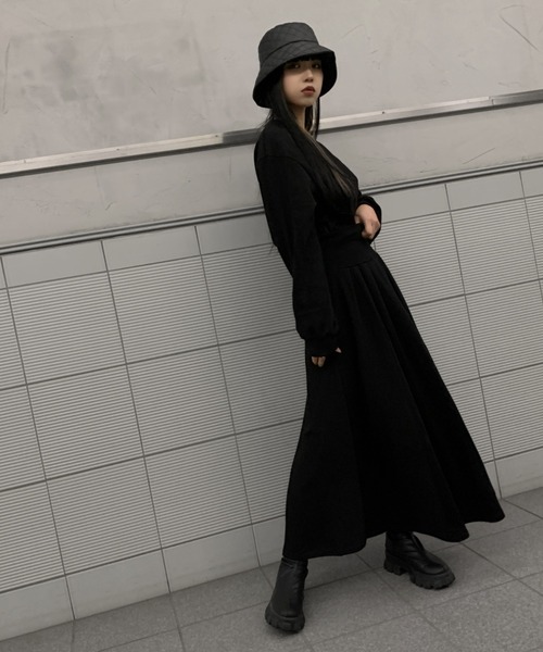 LVEU.(ラブユ.)の「Sweat skirt setup / スウェットスカートセットアップ(セットアップ・レディース・ブラック・FREE)」の5枚目の写真