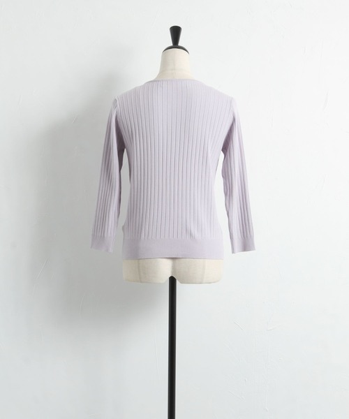 tocco closet（トッコ　クローゼット）の「パールビジュー装飾ワイドリブニットプルオーバー（Tシャツ/カットソー・レディース・ネイビー/ラベンダー・M）」の14枚目の写真