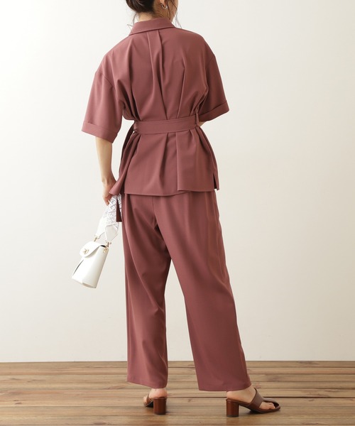 N.(N. Natural Beauty Basic)(エヌエヌナチュラルビューティーベーシック)の「◆麻調ベルト付セットアップ(ワンピース・レディース・ピンク/ブルー/ブラウン・MEDIUM)」の9枚目の写真