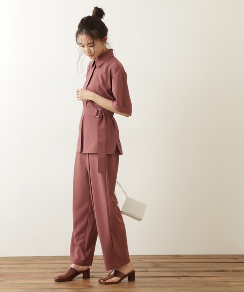 N.(N. Natural Beauty Basic)(エヌエヌナチュラルビューティーベーシック)の「◆麻調ベルト付セットアップ(ワンピース・レディース・ピンク/ブルー/ブラウン・MEDIUM)」の6枚目の写真