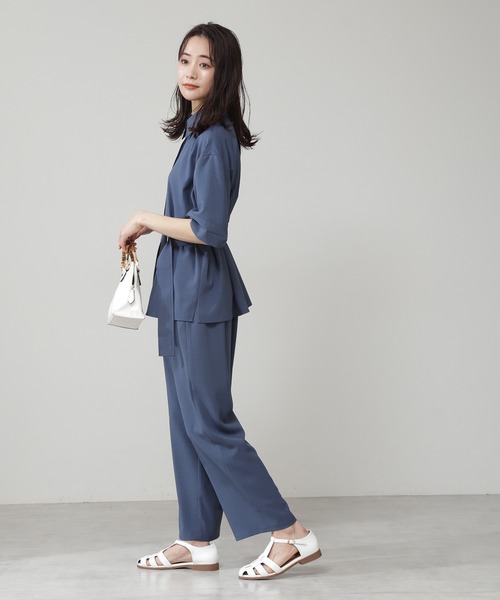 N.(N. Natural Beauty Basic)(エヌエヌナチュラルビューティーベーシック)の「◆麻調ベルト付セットアップ(ワンピース・レディース・ピンク/ブルー/ブラウン・MEDIUM)」の4枚目の写真