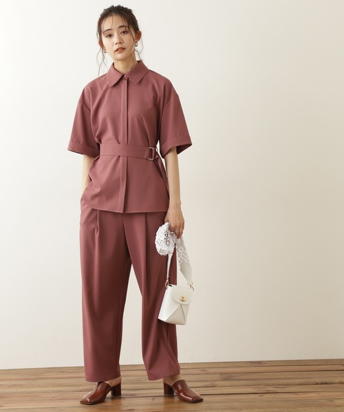 N.(N. Natural Beauty Basic)(エヌエヌナチュラルビューティーベーシック)の「◆麻調ベルト付セットアップ(ワンピース・レディース・ピンク/ブルー/ブラウン・MEDIUM)」の7枚目の写真