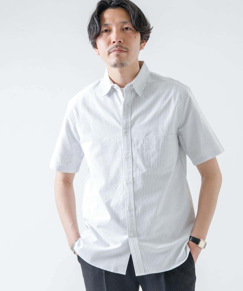 URBAN RESEARCH ROSSO MEN(アーバンリサーチロッソメン)の「『XLサイズあり』『抗菌/防臭』ハイパフォーマンスオックス半袖シャツ(シャツ/ブラウス・メンズ・ホワイト/ライトブルー/ブラック/グレー/グレー系その他/ネイビー/ストライプ・SMALL/MEDIUM/LARGE/X-LARGE)」の4枚目の写真