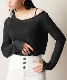 夢展望（ユメテンボウ）の「アシメレイヤードシアーカットソーセットトップス（Tシャツ/カットソー）」