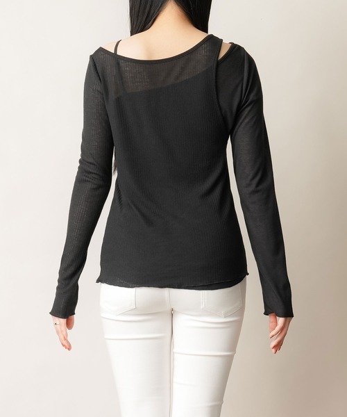 夢展望（ユメテンボウ）の「アシメレイヤードシアーカットソーセットトップス（Tシャツ/カットソー・レディース・ブラック・LARGE/SMALL/MEDIUM）」の6枚目の写真