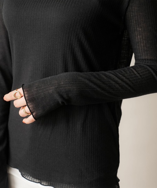 夢展望（ユメテンボウ）の「アシメレイヤードシアーカットソーセットトップス（Tシャツ/カットソー・レディース・ブラック・LARGE/SMALL/MEDIUM）」の11枚目の写真