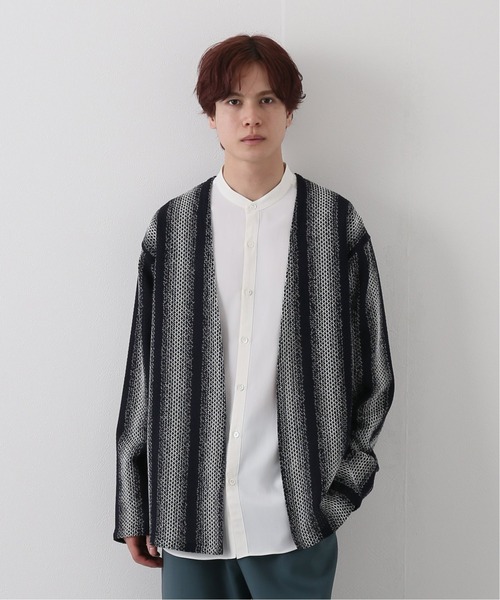 EDIFICE(エディフィス)の「ラッセル オンブレ ストライプ ニット カーディガン(カーディガン/ボレロ・メンズ・ベージュ/ネイビー・LARGE/MEDIUM)」の1枚目の写真