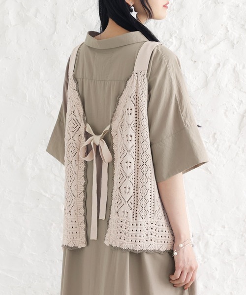 osharewalker（オシャレウォーカー）の「【廃盤】『2way透かし編みニットキャミソール』（ベスト・レディース・ベージュ/グリーン・1/2）」の14枚目の写真