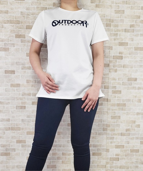 OUTDOOR PRODUCTS（アウトドアプロダクツ）の「UV鹿の子メッシュロゴプリントTシャツ（Tシャツ/カットソー・レディース・ピンク/ラベンダー/ブラック/ミント/オフホワイト・LL/M/3L/L）」の6枚目の写真