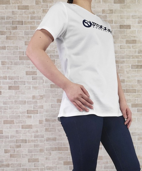 OUTDOOR PRODUCTS（アウトドアプロダクツ）の「UV鹿の子メッシュロゴプリントTシャツ（Tシャツ/カットソー・レディース・ピンク/ラベンダー/ブラック/ミント/オフホワイト・LL/M/3L/L）」の7枚目の写真