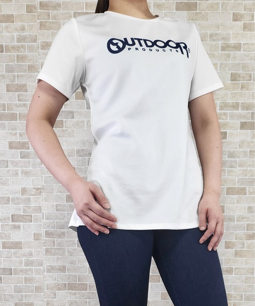 OUTDOOR PRODUCTS（アウトドアプロダクツ）の「UV鹿の子メッシュロゴプリントTシャツ（Tシャツ/カットソー・レディース・ピンク/ラベンダー/ブラック/ミント/オフホワイト・LL/M/3L/L）」の8枚目の写真