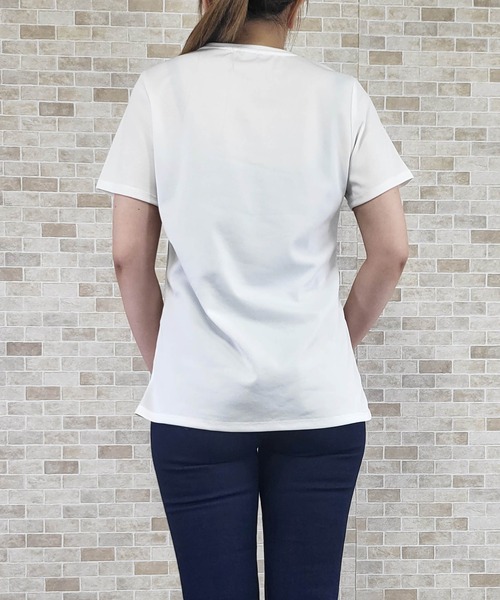 OUTDOOR PRODUCTS（アウトドアプロダクツ）の「UV鹿の子メッシュロゴプリントTシャツ（Tシャツ/カットソー・レディース・ピンク/ラベンダー/ブラック/ミント/オフホワイト・LL/M/3L/L）」の12枚目の写真