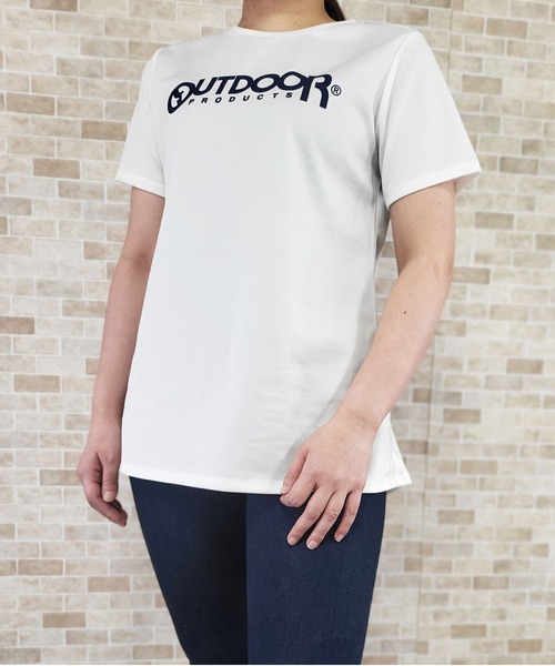OUTDOOR PRODUCTS（アウトドアプロダクツ）の「UV鹿の子メッシュロゴプリントTシャツ（Tシャツ/カットソー・レディース・ピンク/ラベンダー/ブラック/ミント/オフホワイト・LL/M/3L/L）」の10枚目の写真