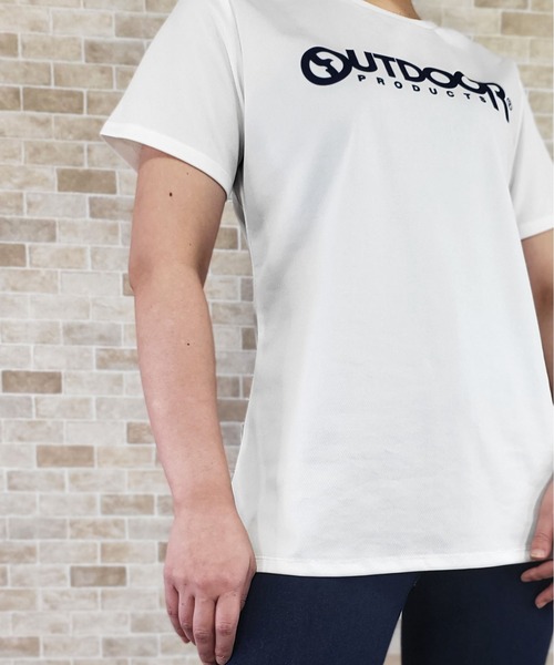 OUTDOOR PRODUCTS（アウトドアプロダクツ）の「UV鹿の子メッシュロゴプリントTシャツ（Tシャツ/カットソー・レディース・ピンク/ラベンダー/ブラック/ミント/オフホワイト・LL/M/3L/L）」の11枚目の写真