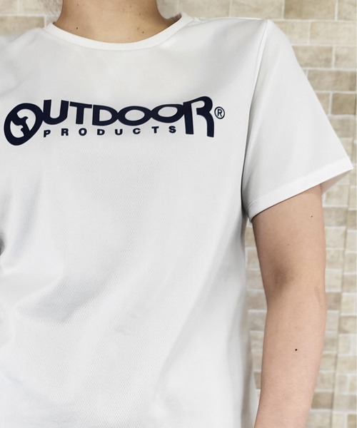 OUTDOOR PRODUCTS(アウトドアプロダクツ)の「UV鹿の子メッシュロゴプリントTシャツ(Tシャツ/カットソー・レディース・ピンク/ラベンダー/ブラック/ミント/オフホワイト・LL/M/3L/L)」の13枚目の写真