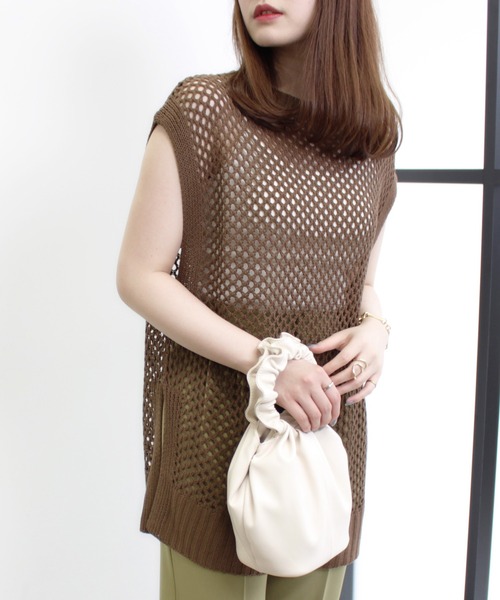 MLI'A(エムリア)の「BIGメッシュベスト(ベスト・レディース・ブラック/ブラウン/ナチュラル・M)」の2枚目の写真