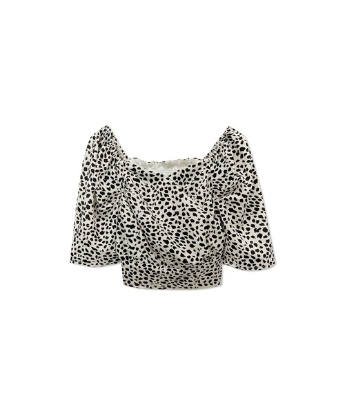 ANDGEEBEE（アンジービー）の「レオパードカシュクールトップス（その他トップス・レディース・ブラック/アイボリー・MEDIUM）」の8枚目の写真