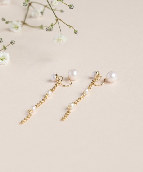 Phoebe(フィービィー)の「2wayベーシックパールエレガントイヤリング(イヤリング・レディース・ピンクゴールド/イエローゴールド/ゴールド系1・FREE)」の3枚目の写真