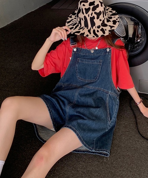 meJane（ミージェーン）の「ワイドデニムショートオーバーオール（サロペット/オーバーオール・レディース・インディゴブルー・FREE）」の7枚目の写真