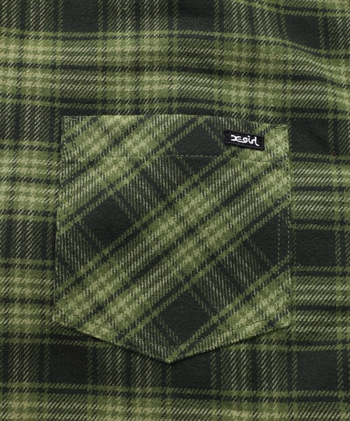 X-girl（エックスガール）の「HEAVYWEIGHT FLANNEL HOODED SHIRT（シャツ/ブラウス・レディース・ブラック/オリーブ/レッド・S/M）」の15枚目の写真