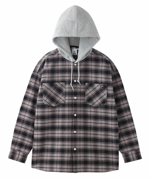 X-girl（エックスガール）の「HEAVYWEIGHT FLANNEL HOODED SHIRT（シャツ/ブラウス・レディース・ブラック/オリーブ/レッド・S/M）」の18枚目の写真