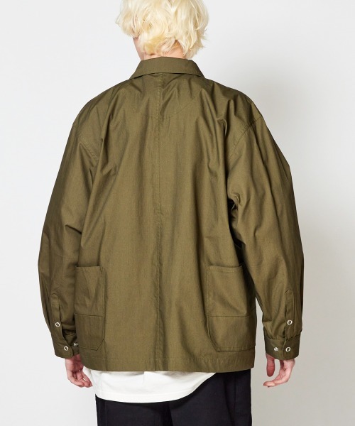 rehacer(レアセル)の「rehacer : 東炊き Big Pocket Work Jacket / 東炊きビッグポケットワークジャケット(カバーオール・メンズ・カーキ/スミクロ・SMALL/MEDIUM/LARGE)」の22枚目の写真
