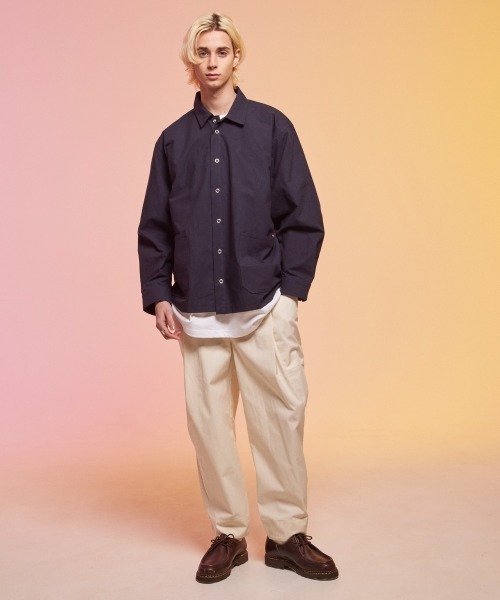 rehacer(レアセル)の「rehacer : 東炊き Big Pocket Work Jacket / 東炊きビッグポケットワークジャケット(カバーオール・メンズ・カーキ/スミクロ・SMALL/MEDIUM/LARGE)」の7枚目の写真