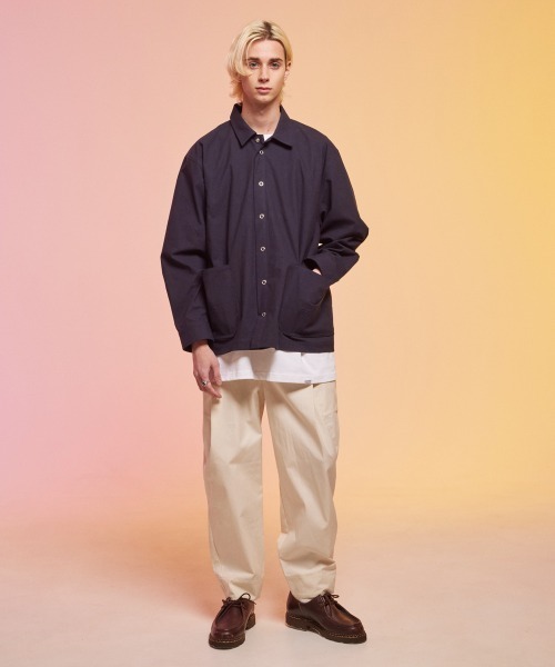 rehacer(レアセル)の「rehacer : 東炊き Big Pocket Work Jacket / 東炊きビッグポケットワークジャケット(カバーオール・メンズ・カーキ/スミクロ・SMALL/MEDIUM/LARGE)」の12枚目の写真