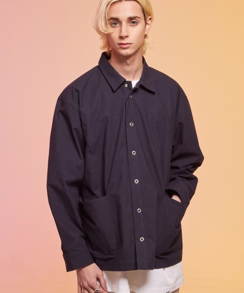 rehacer(レアセル)の「rehacer : 東炊き Big Pocket Work Jacket / 東炊きビッグポケットワークジャケット(カバーオール・メンズ・カーキ/スミクロ・SMALL/MEDIUM/LARGE)」の6枚目の写真