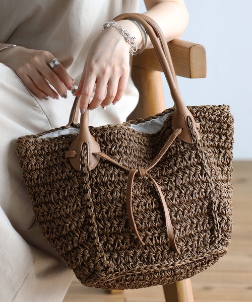 GUSCIO（グッシオ）の「【グッシオベーシック】かごバッグ　リボン（かごバッグ・レディース・ブラック/ブラウン/グレー・FREE）」の3枚目の写真