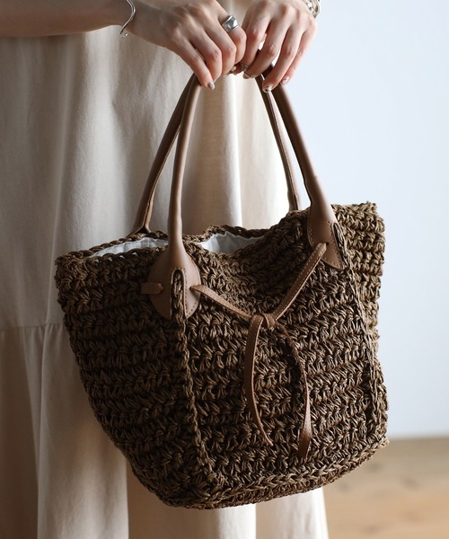 GUSCIO（グッシオ）の「【グッシオベーシック】かごバッグ　リボン（かごバッグ・レディース・ブラック/ブラウン/グレー・FREE）」の6枚目の写真