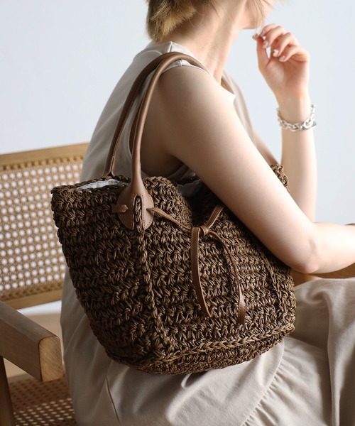 GUSCIO（グッシオ）の「【グッシオベーシック】かごバッグ　リボン（かごバッグ・レディース・ブラック/ブラウン/グレー・FREE）」の11枚目の写真